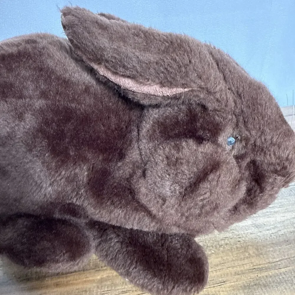 Vintage Puppet Toy Bunny Rabbit Velvet Stable Dark Brown Plush Animal 11
